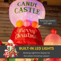 Outsunny 10ft Christmas Inflatables Outdoor Decorations Candy Castle, Blow-Up LED Yard Christmas Decor, Built-in Rotating Colorful Light for Garden, Lawn, Party(m-4)