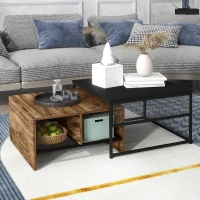 HOMCOM Coffee Table Set of 2, Industrial Nesting Tables, Square Coffee Table and Narrow Sofa Side Table for Living Room(m-8)
