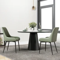 HOMCOM Upholstered Kitchen Chairs, Modern Dining Chairs Set of 2 with Diamond Tufting and Steel Legs for Dining Room, Green(m-8)