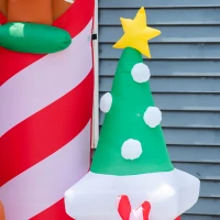 Outsunny 10ft Christmas Inflatables Outdoor Decorations Candy Castle, Blow-Up LED Yard Christmas Decor, Built-in Rotating Colorful Light for Garden, Lawn, Party(m-8)