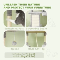 PawHut 81" Large Cat Tree w/ Scratching Posts, Condos, Beds, Hammocks, Jumping Platforms, Toy Balls, Rope Cat Toy, Light Grey(m-6)
