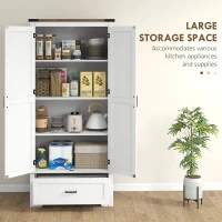 HOMCOM 69" Tall Farmhouse Kitchen Pantry Cabinet with 2 Doors, Drawer and Adjustable Shelves, White(m-5)