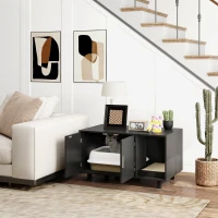 PawHut Cat Litter Box Enclosure, Cat House End Table with Scratcher, Black(m-1)