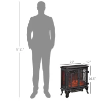 HOMCOM 27" Electric Fireplace Heater, Fireplace Stove with Realistic LED Flames and Logs, Remote Control and Overheating Protection, 750W/1500W, Black(m-3)