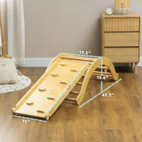 Qaba 4 In 1 Indoor Toddler Climbing Toy Set with Arch Climber, Ramp & Cushion, Wood(m-3)