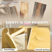 Qaba 4 In 1 Indoor Toddler Climbing Toy Set with Arch Climber, Ramp & Cushion, Wood(m-5)