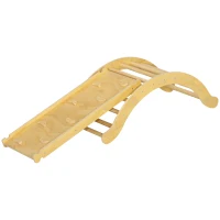 Qaba 4 In 1 Indoor Toddler Climbing Toy Set with Arch Climber, Ramp & Cushion, Wood(m-1)