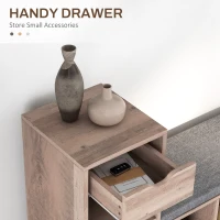 HOMCOM Upholstered Shoe Storage Bench w/ Seat, Entrance Bench w/ Drawer and 6 Open Shelves for Hallway, Grey(m-5)