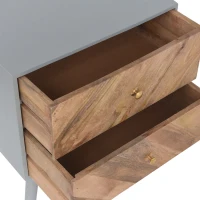 Handmade 2-Drawer Cabinet with MDF Frame and Splayed Legs, Mid-Century Modern Mango Wood Nightstand, 20" W x 13" D x 24" H, Natural(m-7)