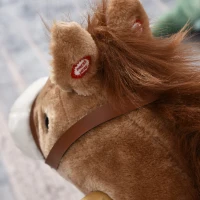 Qaba Rocking Horse Plush Animal on Wooden Rockers, Baby Rocking Chair with Sounds, Moving Mouth, Wagging Tail, Brown(m-9)