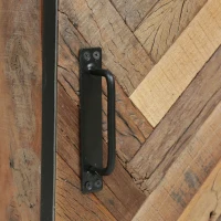 Handcrafted Boho Nightstand with Recycled Wood, Iron Frame, and Storage Cabinet, 17.5" W x 14.0" D x 23.0" H, Natural(m-5)