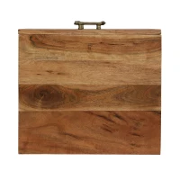 Boho Acacia Wood Nightstand, Handcrafted Design with Carved Accents, Drawer Shelf Storage, 18" W x 16" D x 22" H, Natural(m-9)