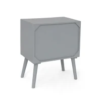 Handmade 2-Drawer Cabinet with MDF Frame and Splayed Legs, Mid-Century Modern Mango Wood Nightstand, 20" W x 13" D x 24" H, Natural(m-10)