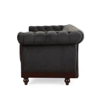 Chesterfield Velvet Loveseat Sofa, 2-Person Rolled Arm Upholstered Couch, with Tufted Buttons, Pine Wood Frame, 59.50" Wx34.00" Dx27.00" H, Dark Gray(m-12)