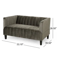 Modern Glam Loveseat Sofa with Velvet Upholstery, Wingback Design, Button-Tufted Diamond Stitch, 53.50" W x 30.50" D x 28.00" H, Grey(m-3)