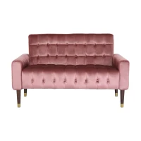 Modern Glam Loveseat Sofa with Velvet Upholstery, Wingback Design, Button-Tufted Diamond Stitch, 52.00" W x 30.50" D x 32.50" H, Blush(m-2)