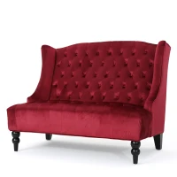 Modern Glam Loveseat Sofa with Velvet Upholstery, Wingback Design, Button-Tufted Diamond Stitch,50.50" W x 34.00" D x 38.50" H, Wine Red(m-7)