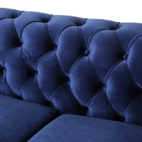 Modern Glam Loveseat Sofa with Velvet Upholstery, Wingback Design, Button-Tufted Diamond Stitch, 61.00" W x 32.00" D x 25.50" H, Blue(m-5)