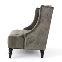 Modern Glam Loveseat Sofa with Velvet Upholstery, Wingback Design, Button-Tufted Diamond Stitch, 50.50" W x 34.00" D x 38.50" H, Gray(m-8)