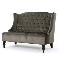 Modern Glam Loveseat Sofa with Velvet Upholstery, Wingback Design, Button-Tufted Diamond Stitch, 50.50" W x 34.00" D x 38.50" H, Gray(m-7)