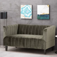 Modern Glam Loveseat Sofa with Velvet Upholstery, Wingback Design, Button-Tufted Diamond Stitch, 53.50" W x 30.50" D x 28.00" H, Grey(m-1)