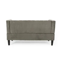 Modern Glam Loveseat Sofa with Velvet Upholstery, Wingback Design, Button-Tufted Diamond Stitch, 53.50" W x 30.50" D x 28.00" H, Grey(m-11)