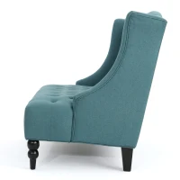 Modern Glam Loveseat Sofa with Velvet Upholstery, Wingback Design, Button-Tufted Diamond Stitch, 50.50" W x 34.00" D x 38.50" H, Teal(m-9)