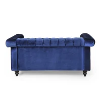 Modern Glam Loveseat Sofa with Velvet Upholstery, Wingback Design, Button-Tufted Diamond Stitch, 61.00" W x 32.00" D x 25.50" H, Blue(m-11)