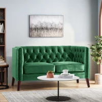 Modern Glam Loveseat sofa with Velvet Upholstery, Wingback Design, Button-Tufted Diamond Stitch, 53.50" W x 31.00" D x 30.00" H, Emerald(m-4)