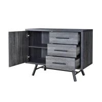 Vinsetto Modern Industrial Small Sideboard with 3 Drawers and Cabinet Storage, Wooden Look with Iron Legs, 38.00” W x 20.00” D x 29.50” H, Oak(m-7)