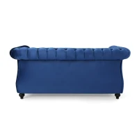 Chesterfield Loveseat Sofa, Deep Button Tufting, Rolled Arms, Nailhead Accents, 62" W x 34" D x 28" H, Navy Blue(m-10)
