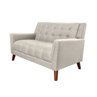 Modern Glam Loveseat Sofa with Velvet Upholstery, Wingback Design, Button-Tufted Diamond Stitch, 53.00" W x 31.50" D x 32.50" H, Beige(m-6)