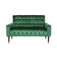 Modern Glam Loveseat Sofa with Velvet Upholstery, Wingback Design, Button-Tufted Diamond Stitch, 52.00" W x 30.50" D x 32.50" H, Emerald(m-2)