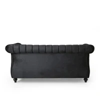 Modern Glam Loveseat Sofa with Velvet Upholstery, Wingback Design, Button-Tufted Diamond Stitch, 62.00" W x 33.00" D x 28.50" H, Black(m-11)