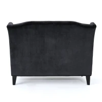 Modern Glam Loveseat Sofa with Velvet Upholstery, Wingback Design, Button-Tufted Diamond Stitch, 50.50" W x 34.00" D x 38.50" H, Black(m-10)