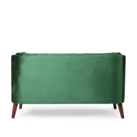 Modern Glam Loveseat sofa with Velvet Upholstery, Wingback Design, Button-Tufted Diamond Stitch, 53.50" W x 31.00" D x 30.00" H, Emerald(m-12)