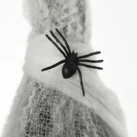 HOMCOM 55.9 Inch/4.7ft Life Size Outdoor Halloween Decoration Hanging Mummy with Spider Web, Animated Prop Decor with Sound and Motion Activated, Light Up Eyes, Creepy Sound(m-10)