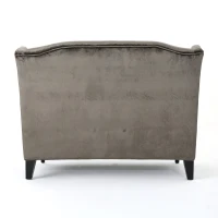 Modern Glam Loveseat Sofa with Velvet Upholstery, Wingback Design, Button-Tufted Diamond Stitch, 50.50" W x 34.00" D x 38.50" H, Gray(m-9)