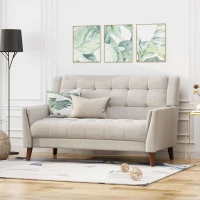 Modern Glam Loveseat Sofa with Velvet Upholstery, Wingback Design, Button-Tufted Diamond Stitch, 53.00" W x 31.50" D x 32.50" H, Beige(m-1)