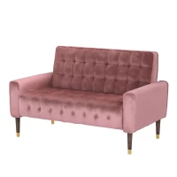 Modern Glam Loveseat Sofa with Velvet Upholstery, Wingback Design, Button-Tufted Diamond Stitch, 52.00" W x 30.50" D x 32.50" H, Blush(m-7)