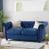 Chesterfield Loveseat Sofa, Navy Blue