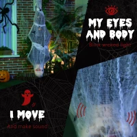 HOMCOM 55.9 Inch/4.7ft Life Size Outdoor Halloween Decoration Hanging Mummy with Spider Web, Animated Prop Decor with Sound and Motion Activated, Light Up Eyes, Creepy Sound(m-5)