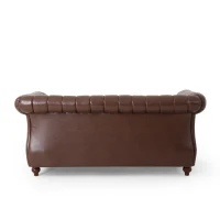 Modern PU Leather Glam loveseat sofa with Wingback Design and Button-Tufted Diamond Stitch, 62.00" W x 33.00" D x 28.50" H, Dark Brown(m-11)