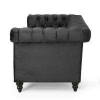 Modern Glam Loveseat Sofa with Velvet Upholstery, Wingback Design, Button-Tufted Diamond Stitch, 61.00" W x 32.00" D x 25.50" H, Black(m-10)