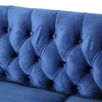Modern Glam Loveseat sofa with Velvet Upholstery, Wingback Design, Button-Tufted Diamond Stitch, 53.50" W x 31.00" D x 30.00" H, Navy Blue(m-6)
