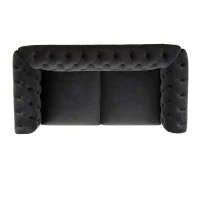 Chesterfield Velvet Loveseat Sofa, 2-Person Rolled Arm Upholstered Couch, with Tufted Buttons, Pine Wood Frame, 59.50" Wx34.00" Dx27.00" H, Dark Gray(m-10)