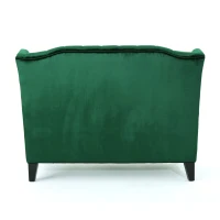 Modern Glam Loveseat Sofa with Velvet Upholstery, Wingback Design, Button-Tufted Diamond Stitch, 50.50" W x 34.00" D x 38.50" H, Emerald(m-10)