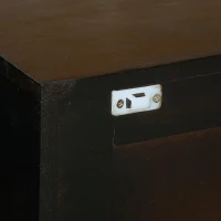 Vinsetto 3-Door Sideboard with Brass-Tipped Legs, Handmade Mango Wood, Boho Design, 55" W x 18" D x 30" H, Walnut(m-8)