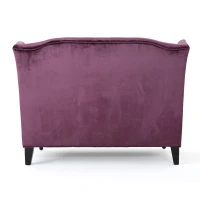 Modern Glam Loveseat Sofa with Velvet Upholstery, Wingback Design, Button-Tufted Diamond Stitch, 50.50" W x 34.00" D x 38.50" H, Raisin(m-10)