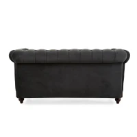 Chesterfield Velvet Loveseat Sofa, 2-Person Rolled Arm Upholstered Couch, with Tufted Buttons, Pine Wood Frame, 59.50" Wx34.00" Dx27.00" H, Dark Gray(m-13)